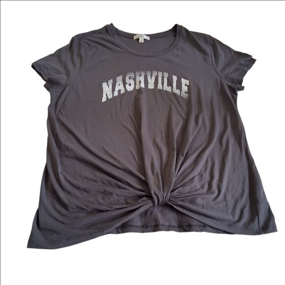 Nine Britton Women's Size Medium Gray Nashville Twist Front Cotton Modal T-Shirt - Picture 1 of 8